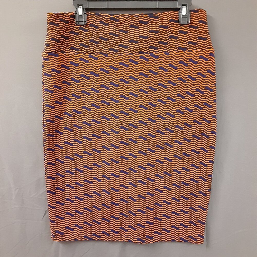 LuLaRoe Womans Pullon Skirt Size XL Stretch Waist 31", Length 21" Blue/Orange